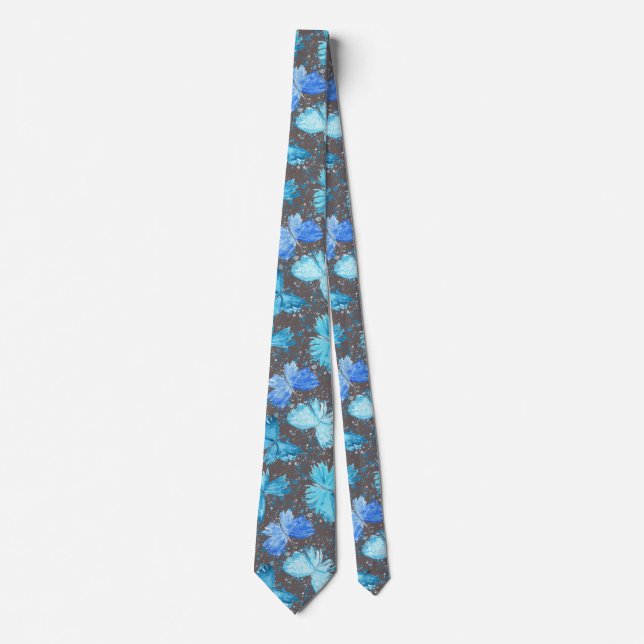 Corbata Mariposas azul acuarela y turquesa 1. (Anverso)