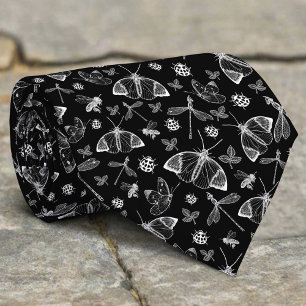 Corbata Mariposas blancas negras Clásicas de Lujo sin Mara