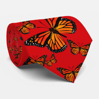 Corbata Mariposas monarcas en rojo