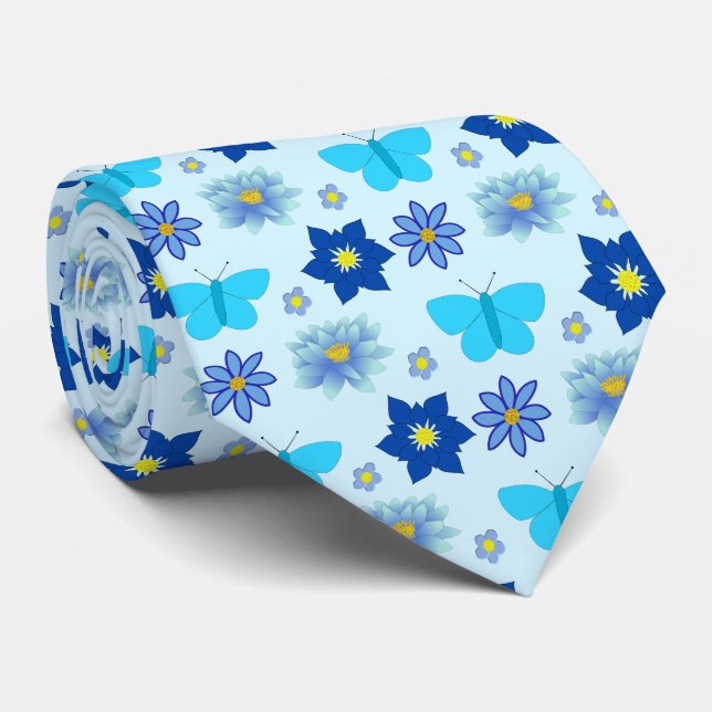 Corbata Mariposas y flores Blue Baby Boy (Enrollado)