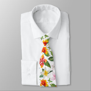 Corbata Mariposas y flores sobre blanco