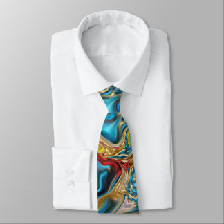 Corbata mármol abstracto giratorio amarillo azul turquesa 