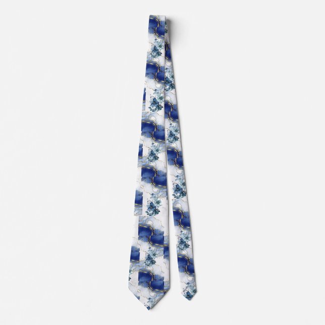 Corbata Mármol Azul Elegante  (Anverso)