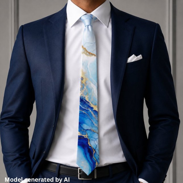 Corbata Mármol Azul Elegante Dorado (Subido por el creador)