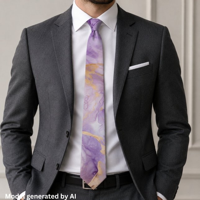 Corbata Mármol de lavanda dorada elegante (Subido por el creador)
