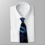 Corbata Mármol de oro azul de la marina de la marea de los<br><div class="desc">Agate Navy Blue Gold Gemstone Marble Geode Purpurina Sparkle Cumpleaños - Aniversario o Regalo Boda / Suministrador - Personalizado - Añadir su carta / o nombre - Texto / más - Hacer su regalo especial - Redimensionar y mover o eliminar y agregar texto / elementos con herramienta de personalización. Diseño...</div>