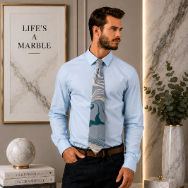 Corbata Mármol de remolino fluido azul y gris