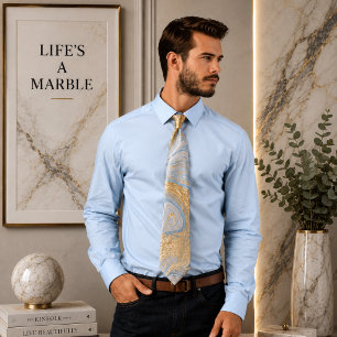 Corbata Mármol De Riego De Cuello Azul Dorado