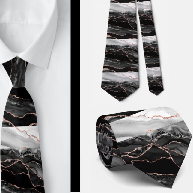 Corbata Mármol Elegante de Brillo en Rosa Dorado y Blanco  (Subido por el creador)