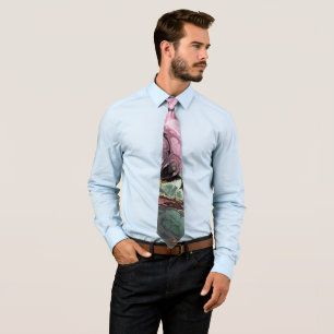 Corbata Mármol en tonos rosados y verde jade tie-dye