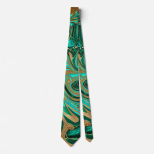 Corbata Mármol líquido verde y dorado