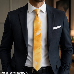 Corbata Mármol Naranja Dorado Elegante