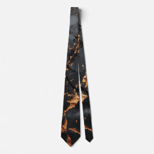 Corbata Mármol Negro Elegante con Venas Doradas Arte Moder