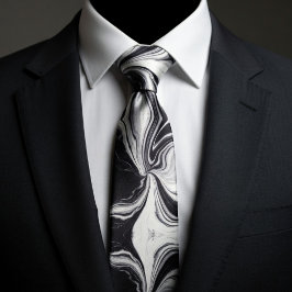 Corbata Mármol negro y blanco elegante
