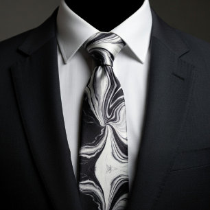 Corbata Mármol negro y blanco elegante