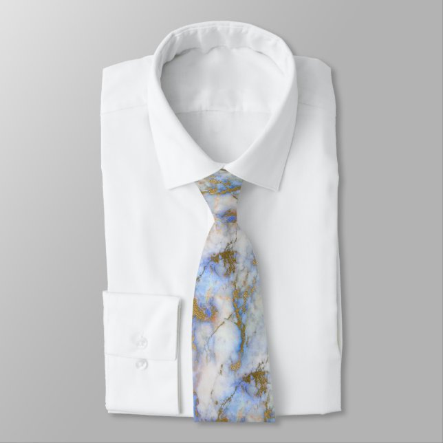 CORBATA MÁRMOL PATRONEADO BLUE GOLD SWIRL TIE (Atado)