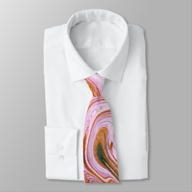 Corbata Mármol rosa, gris y Naranja   (Atado)