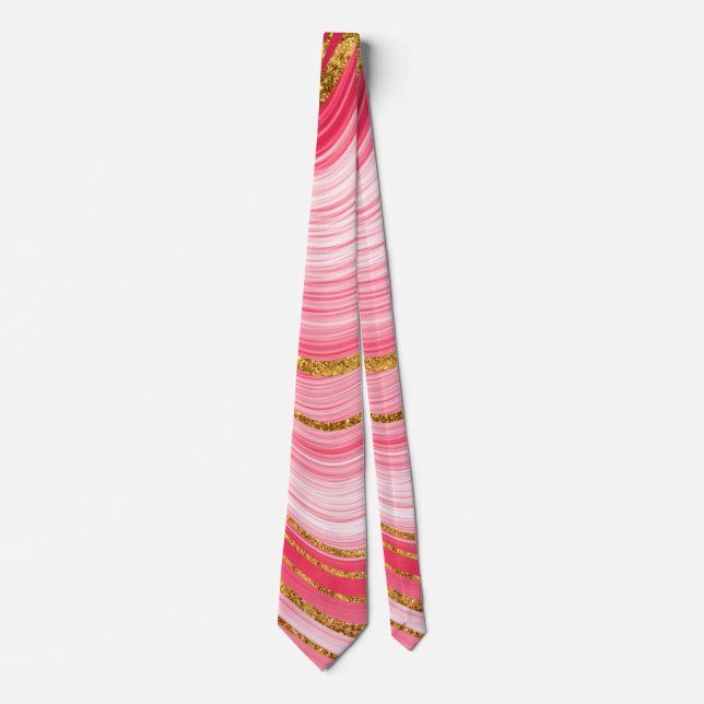 Corbata Mármol rosa rojo dorado (Anverso)