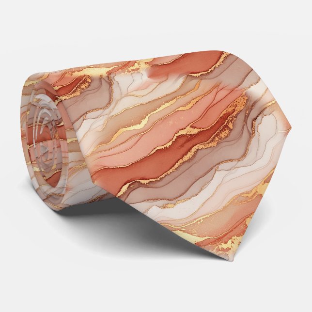 Corbata Mármol Siena de Venas Doradas Arte de Lujo (Enrollado)