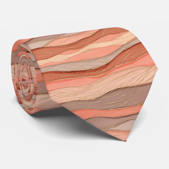 Corbata Mármol Siena Quemada con Acentos de Venas Doradas (Enrollado)