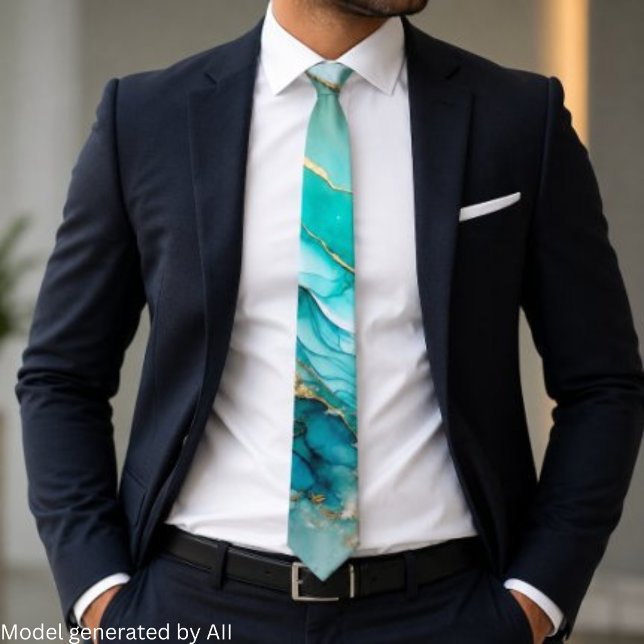 Corbata Mármol verde azulado dorado elegante (Subido por el creador)