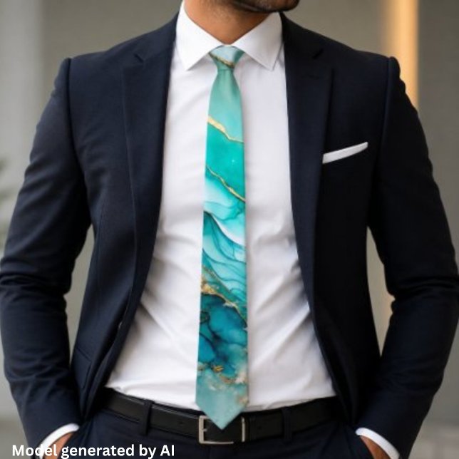 Corbata Mármol verde azulado dorado elegante (Subido por el creador)