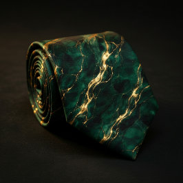 Corbata Mármol Verde Esmeralda y Dorado