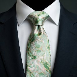 Corbata Mármol Verde Menta y Oro