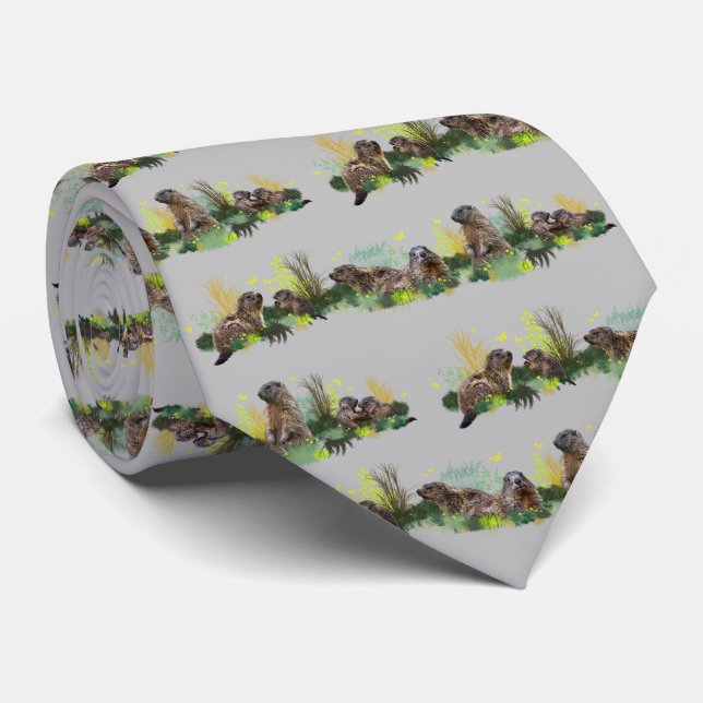 Corbata Marmot Meadow (Gris) (Enrollado)