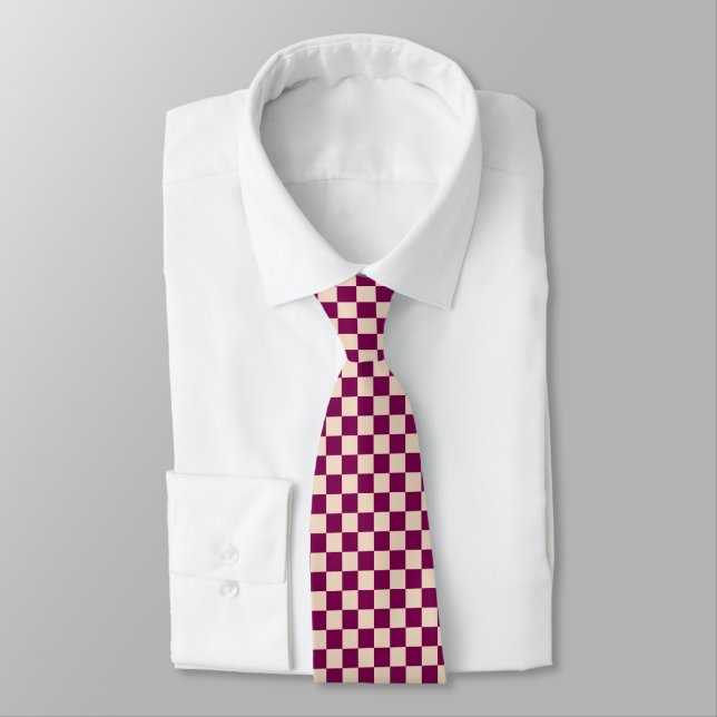 Corbata Maroon and beige checkerboard pattern (Atado)