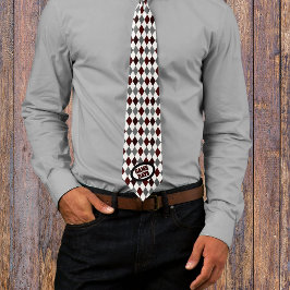 Corbata Maroon Argyle Pattern Game Day Neck Tie