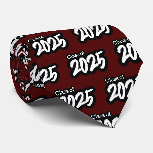 Corbata Maroon Bold Brush Clase de 2025 Tejido de Cuello (Enrollado)