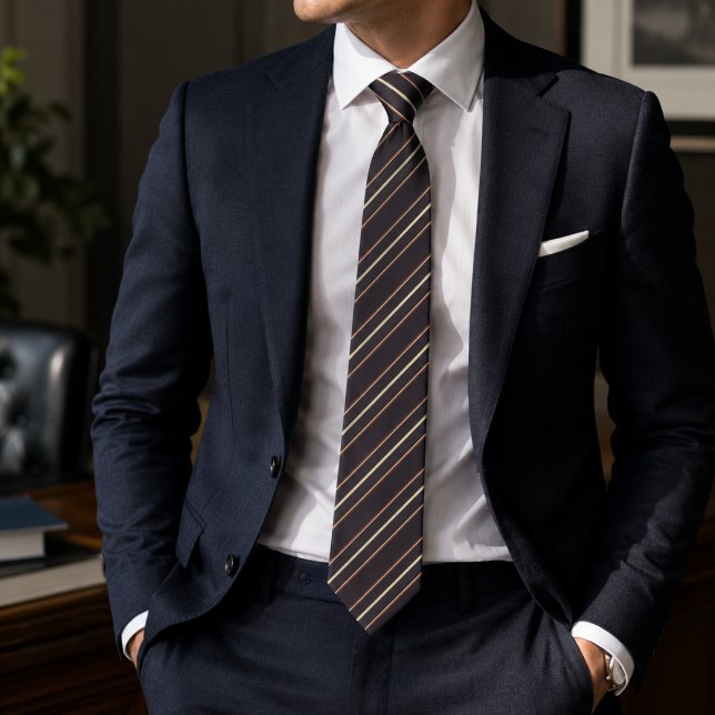 Corbata Marrón Chocolate Rico y beige multiraya (Subido por el creador)