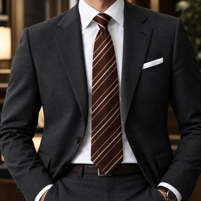 Corbata Marrón chocolate rico y beige multiraya (Subido por el creador)