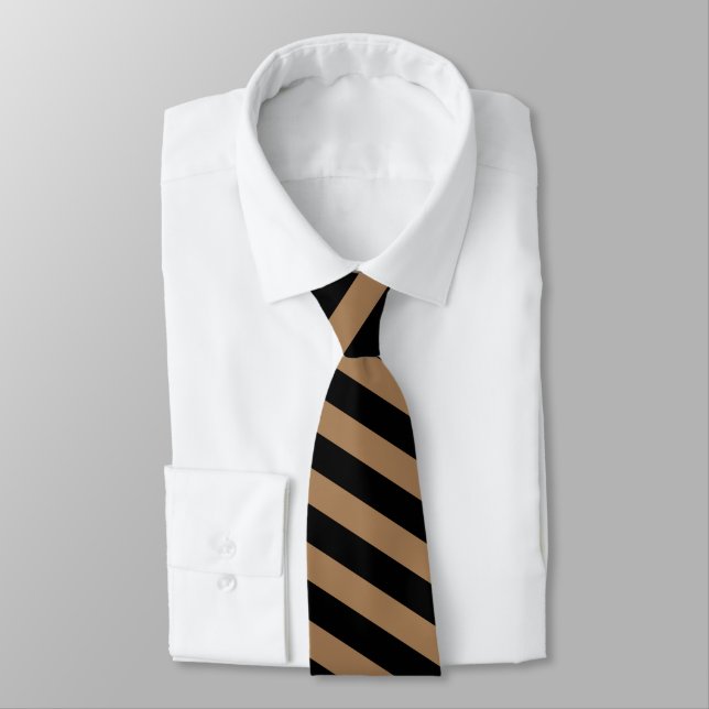 Corbata Marrón clásico y negro a rayas (Atado)