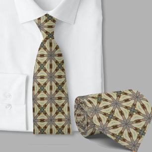 Corbata marrón con patrón geométrico artístico mod