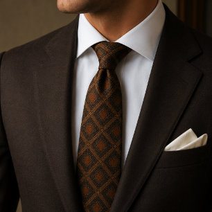 Corbata Marrón Diamante Espresso Oscuro Patrón Jacquard