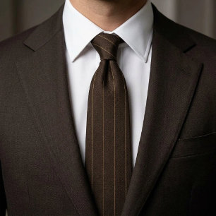 Corbata Marrón expreso Antiguo Oro Herringbone Raya