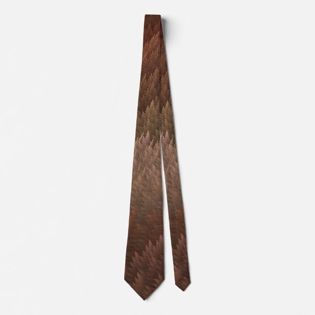 Corbata Marrón Khaki Tartan Feather Pattern Tie (Anverso)
