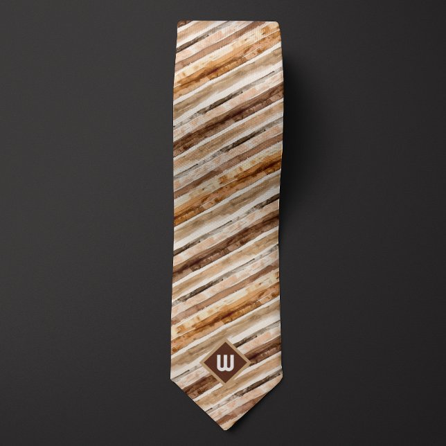 Corbata Marrón y arena Acuarela Rayada (Subido por el creador)