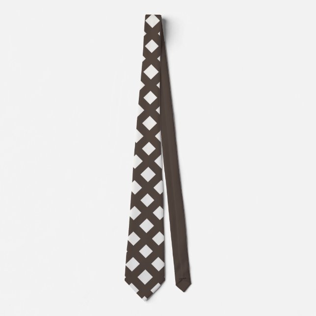 Corbata Marrón y cream Gingham Tie (Anverso)