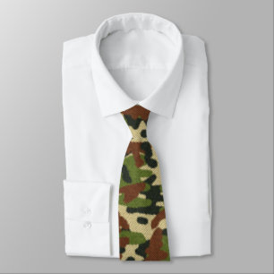 Corbata Marrón y verde de camuflaje