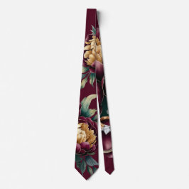 Corbata Marsala Red and Gold Peony Boda Groom