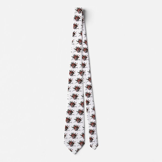 Corbata MÁSCARA DE JESTER ROJO NEGRO, Fiesta de Mascaradas (Anverso)