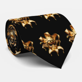 Corbata Máscara de oro del carnaval de Mardi Gras en negro