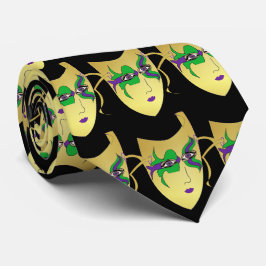 Corbata Máscara del Carnaval de Mardi Gras sobre el zapato