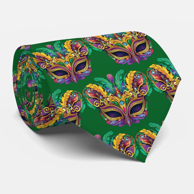 Corbata Mascarada de Mardi Gras Triple (Enrollado)