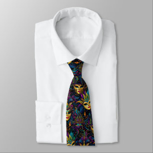 Corbata Máscaras doradas de Mardi Gras