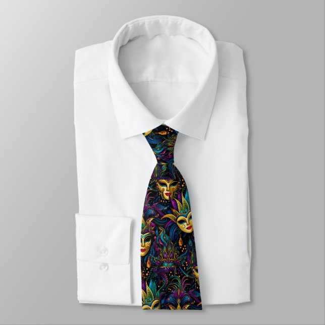 Corbata Máscaras doradas de Mardi Gras (Atado)
