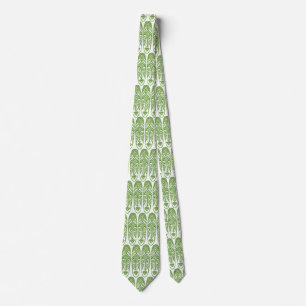 Corbata Máscaras Tiki Sorprendidas - Aguacate sobre Blanco
